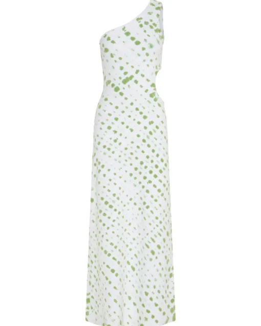 Third Form - Ring Out One Shoulder Maxi (Olive Hand Tie Dye)
