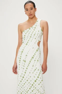 Third Form - Ring Out One Shoulder Maxi (Olive Hand Tie Dye)