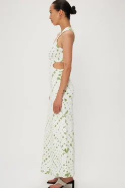 Third Form - Ring Out One Shoulder Maxi (Olive Hand Tie Dye)