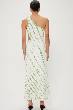 Third Form - Ring Out One Shoulder Maxi (Olive Hand Tie Dye)