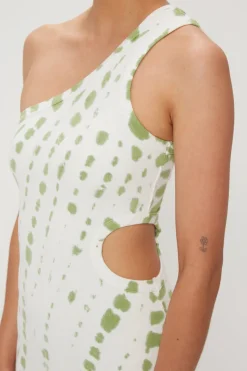 Third Form - Ring Out One Shoulder Maxi (Olive Hand Tie Dye)