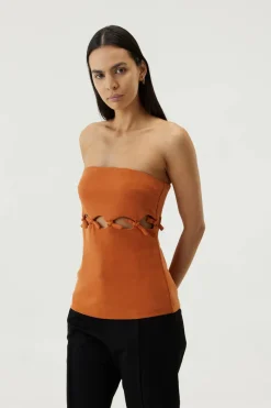Third Form - Tie Down Strapless Top (Burnt Orange) FINAL SALE