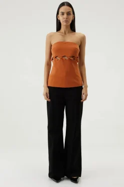 Third Form - Tie Down Strapless Top (Burnt Orange) FINAL SALE