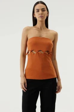 Third Form - Tie Down Strapless Top (Burnt Orange) FINAL SALE