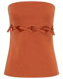 Third Form - Tie Down Strapless Top (Burnt Orange) FINAL SALE