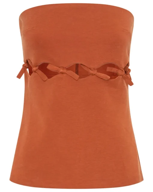 Third Form - Tie Down Strapless Top (Burnt Orange) FINAL SALE