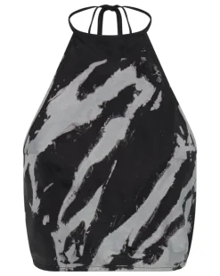Third Form - TWIST THROUGH BIAS HALTER TOP (BLACK TIE DYE) FINAL SALE
