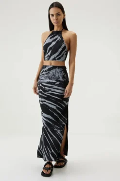Third Form - TWIST THROUGH BIAS HALTER TOP (BLACK TIE DYE) FINAL SALE
