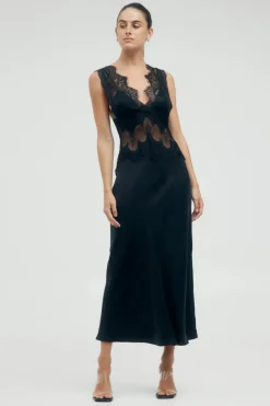 Third Form - VISIONS LACE DEEP V MAXI DRESS (EBONY)