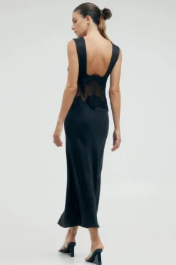 Third Form - VISIONS LACE DEEP V MAXI DRESS (EBONY)