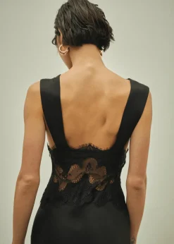 Third Form - VISIONS LACE DEEP V MAXI DRESS (EBONY)