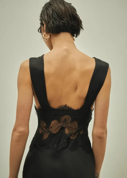 Third Form - VISIONS LACE DEEP V MAXI DRESS (EBONY)