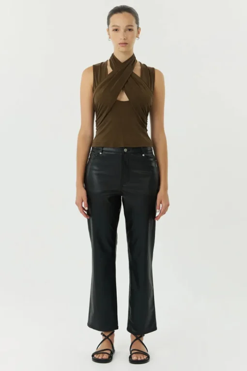 Third Form - WISTERIA WRAP NECK TANK TOP (CHOCOLATE)