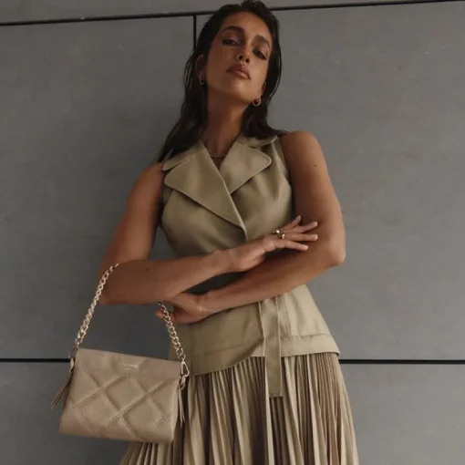 Women Vestirsi VERSTIRSI - ELLA BEIGE QUILTED CROSSBODY BAG