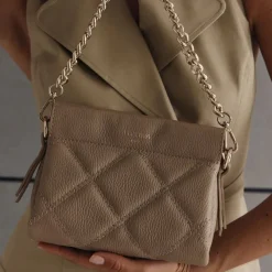 Women Vestirsi VERSTIRSI - ELLA BEIGE QUILTED CROSSBODY BAG