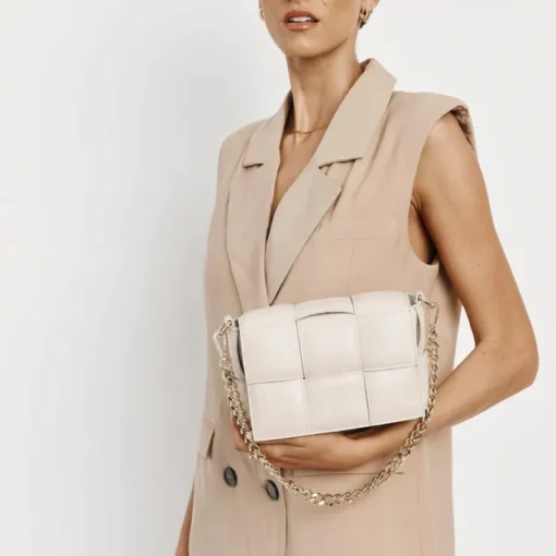Women Vestirsi - MARGOT LEATHER WOVEN BAG (IVORY)