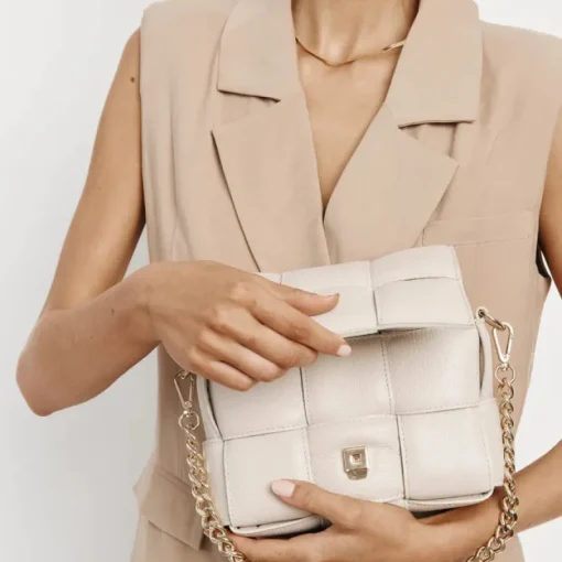 Women Vestirsi - MARGOT LEATHER WOVEN BAG (IVORY)
