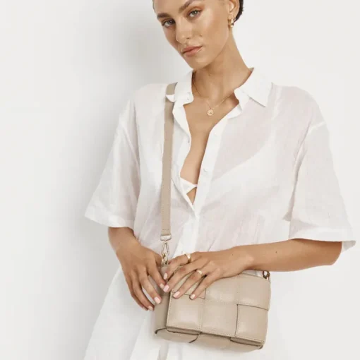 Women Vestirsi - MARGOT LEATHER WOVEN BAG (BEIGE)