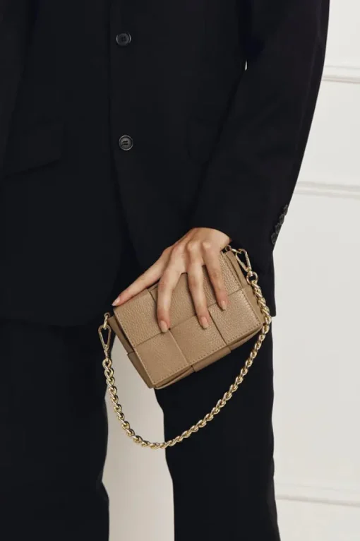 Women Vestirsi - MARGOT MINI WOVEN LEATHER BAG (MUSHROOM)