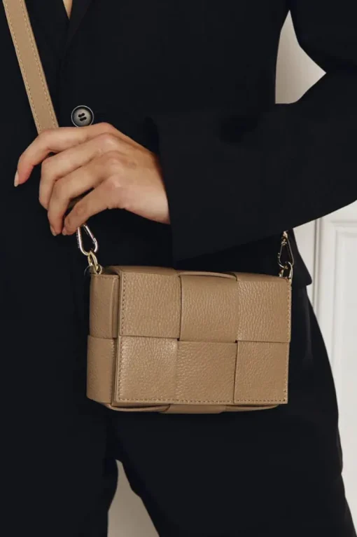 Women Vestirsi - MARGOT MINI WOVEN LEATHER BAG (MUSHROOM)