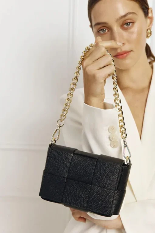 Women Vestirsi - MARGOT MINI WOVEN LEATHER BAG (BLACK)