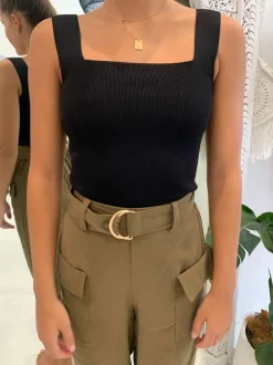 WHITE by FTL - Becca Crepe Knit Top (Black)